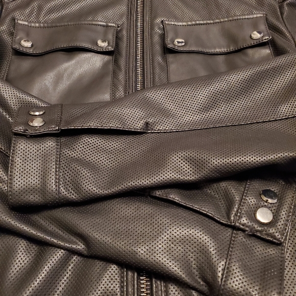 Zara Man Perforated Polyurethane Black Jacket - Picture 4 of 7